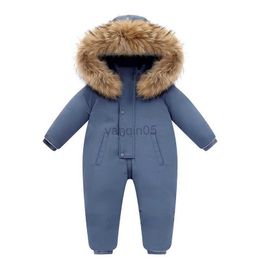 Down Coat -30 Degree Russia Winter Kids Jumpsuit Waterproof Real Fur Children Winter Overalls 1-5 Years Infant Baby Boy Romper Snowsuit HKD230725