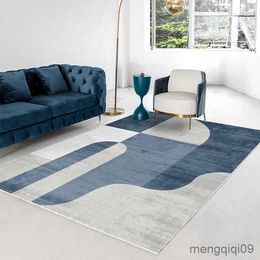 Carpets Nordic Geometry Blue Carpet for Living Room Luxury Home Decorations Sofa Table Large Area Rugs Bedroom Anti-slip Floor Mat R230725