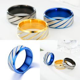 30 pcs new fashion stripe cut shape matte matte stainless steel mens ring simple ring finger Jewellery party gift accessories