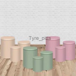 Background Material Custom Flat noodles cylinder cover table top cover party decoration fabric printing pink blue gray x0724