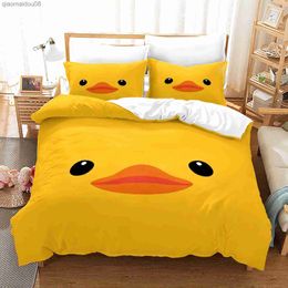 Yellow duck Bedding Set Single Twin Full Queen King Size Little duck Bed Set Aldult Kid Bedroom Duvetcover Sets 3D Print 015 L230704