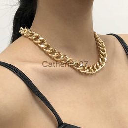 Pendant Necklaces 2021 Fashion Big Necklace for Women Twist Gold Color Silver Plated Chunky Thick Lock Choker Chain Necklaces Party Jewelry Gifts J230725