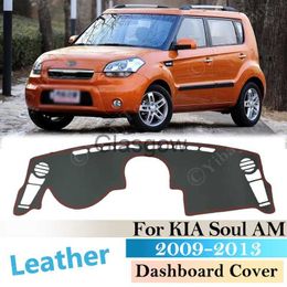 Car Sunshade For KIA Soul 2009 2013 AM AntiSlip Leather Mat Dashboard Cover Pad Sunshade Dashmat Protect Carpet AntiUV Accessories 2012 x0725