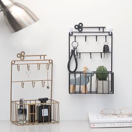 Bathroom Shelves Wall Mounted Key Holder 7 Hooks Hanging Pocket Letter Mail Storage Basket Organizer Home Kitchen Entryway Housekeeper On 230725