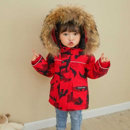 Down Coat -30 Degrees new children's winter clothing Camouflage thick down jacket for little boys Warm red down coat for little girls 2-8T HKD230727