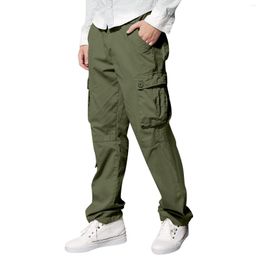 Men's Pants Cargo Spring Summer Trousers Straight Leg Work Pant Men Casual Loose Cotton Overalls Side Multi Pockets