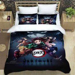 Demon Slayer Printed Bedding Sets exquisite bed supplies set duvet cover bed comforter set bedding set luxury birthday gift L230704