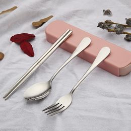 Dinnerware Sets Set Stainless Steel Cutlery Spoon Fork Chopsticks With Portable Case Tableware