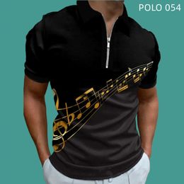 Men's Polos Summer Men's Polo Shirt European and American Fashion Digital Printing Zip Polo Shirt Men's Polo Shirt 230724