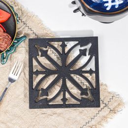 Table Mats Sungmor Heavy Duty Cast Iron Square Trivet Rustproof Black Rack Stand Holders For Pans Or Teapot Kitchen Dinning Decor