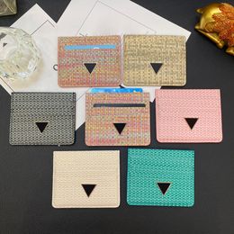 unisex card holders Lady Card package coin purse Canvas Leather soft leather mini wallet pink credit card wallets Fashion designer purse 6 colors