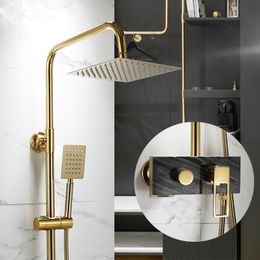 Bathroom Shower Faucet Set Gold Marble Bathroom Rainfall Shower Mixer Tap Brass Gold Brass Bath and Shower Faucet Set