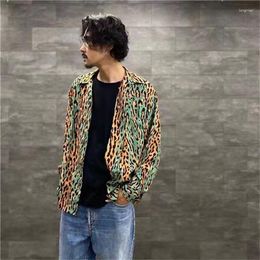 Men's Casual Shirts Top Version LEOPARD OPEN WACKO MARIA Shirt Men Women Hawaiian Long Sleeve