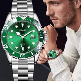 Wristwatches Mens Watch Luxury Business Men Waterproof Date Green Dial Watches Fashion Male Clock Wrist Relogio Masculino 230724