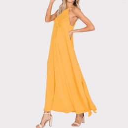 Casual Dresses Elegant Women Chiffon Spaghetti Strap Sleeveless Pleated Maxi Dress 2023 Summer Beach Holiday Boho Long Vestidos