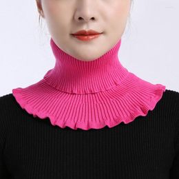 Scarves Unisex Bib Fall/winter Warmth Neck Protection Collar Decorative Fake Knitted Wool Soft Stretch Ruffled Women's F34