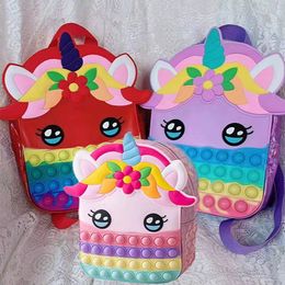 School Bags Children's Decompression Toy Bag Silicone Girl Boy Unicorn Backpack Press School Backpack Children's Backpack Gift 230724