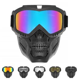 Ski Goggles Windproof Motorcycle Tactical Goggles Motorcycle Face Mask Goggles Skull Head Detachable Motorcycle Goggles Full Face Mask HKD230725