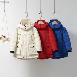 2023 Winter Girls Boys Casual Long Sleeve Thick Warm Duck Down Jacket Baby Kids Children Coat Outerwear Three Colours L230625