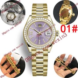 High quality Luxury bezel small diamond medium chain vertical bar dial Women's 28mm2813 automatic steel waterproof watch