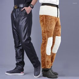 Men's Pants Leather Autumn And Winter Thick Warm Straight Tube Simple Stylist Fashion Trend Casual Plus-Size