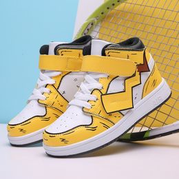 New Fashion Yellow Boys Skateboard Shoes Girls High Top Wear-resisting Sneakers for Kids Winter Basketball Shoes Basket Enfant