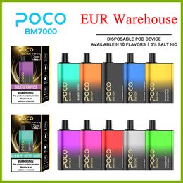 Poco BM 7000 puffs mesh coil Electronic Cigarette Disposable vape with 850mah type c battery and 17ml cartridge pod EUR warehouse 10 Flavours