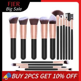 Makeup Tools FJER Makeup Brushes Premium Synthetic Foundation Powder Concealers Eye Shadows Makeup Kit 9PCS-24 PCS Brush Set Black Rose 230724