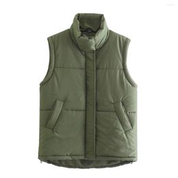 Women's Vests Army Green Vest Sleeveless For Women Turtleneck Warm Jackets Waistcoat Coat Outerwear Padded Coats Clothing