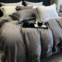Bedding sets 100% Natural Eucalyptus Lyocell Soft Jacquard Luxury Set Duvet Cover Bed Sheet Pillowcase Silkness Sets 230725