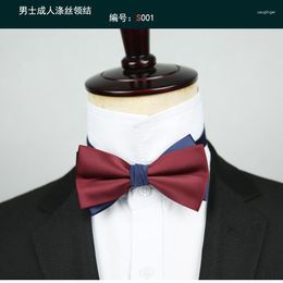 Bow Ties Wedding Groom's Tie Champagne Wine Red Korean Version Man Dual Color Patchwork Men's Pink