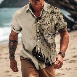 Men's Casual Shirts Unisex 2022 Summer Hawaiian Shirt Men 3d Animal Print Shirt Men And Women Tiger Pattern Short Sleeve Loose Breathable Top 5xl HKD230725