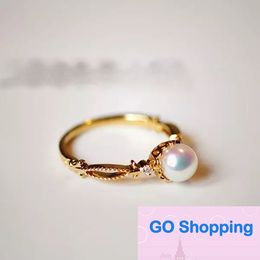 Wholesale Light Luxury 14K Gold Natural Sea Shell Pearl Ring Special-Interest Design High-Grade Temperament Ring