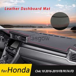 Car Sunshade for Honda Civic 10 20162019 FB FK FA FD Leather AntiSlip Mat Dashboard Cover Pad Sunshade Dashmat Protect Carpet Accessories x0725