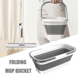 Buckets Foldable Mop Bucket Collapsible Portable Wash Basin Dishpan With Handle Fishing Pail Tools Large-capacity Barrel Effective 230724