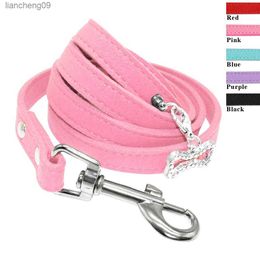 Small Dog Leash Soft Suede Leather Dog Leashes For Chihuahua Yorkishire Pug Small Dogs Cats Walking Leash Pink L230620