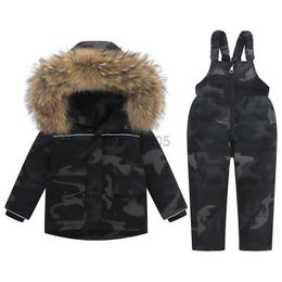 Down Coat 2023 -30 Degree Russia Winter Boy Down Jacket Waterproof Real Fur Child Girl Overalls 1-5 Years Kids Infant Baby Boy Snowsuit HKD230725