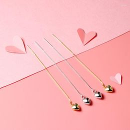 Dangle Earrings S925 Sterling Drop For Women Heart Cubic Zirconia Tassels Ear Line Fine Jewelry Simple Wedding Engagement Brinco