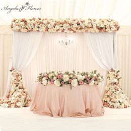 Dried Flowers 1M2M Luxury Artificial Flower Row Arrangement Decor Party Wedding Arch Background Road Lead Rose Peony Hydrangea Mix 230725