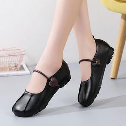 Dress Shoes Summer 2023 Women's Single Small Heels Loafers Comfortable Round Toe Shallow Flats Soft Sole Upper Daily Casual