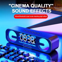 Portable Speakers Wireless Bluetooth Speaker Colourful Home Speakers LED Mirror Digital Clock Dual Alarm Clock Support Card FM with Stand R230725
