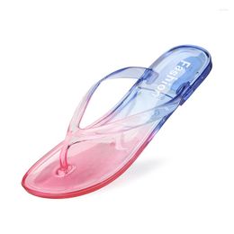 Slippers Summer Flip Flops Women Casual Flat Slipper Sandals Gradient Colours Jelly Beach Slides Female Flipflop Lady Shoes