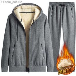 Men's Tracksuits Men's Tracksuits Men Winter Cardigan Hooded Sets Fashion Sportswear Plus Velvet Thickening Warm Fleece Loose Male Sports Suit 2 Pieces Set Z230725