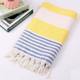 Towel Striped Cotton Large Turkish Bath with Tassels Travel Camping Sauna Beach Gym Pool Blanket Drape Scarf 230724