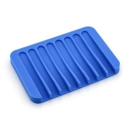 Soap Dish with Drain Silicone Soap Holder for Shower Bathroom Self Draining Waterfall Soap Tray 16colors factory outlet