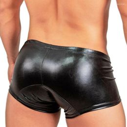 Underpants Youth Convex Pouch Underwear For Men Leather Boxers Shorts Night Club Cool German Sexy Boxer Hombre