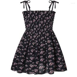 Girl Dresses 2023 Summer Kids Clothes Korean Fashion Cute Flowers Sleeveless Cotton Beach Princess Toddler Dress Baby BC2408-1