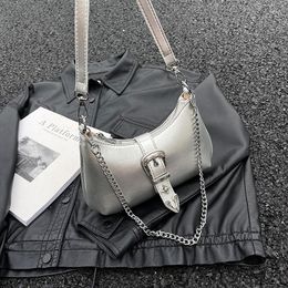 Evening Bags Stylish Women's Shoulder Underarm Bag Chain Design Crossbody Pu Leather Handbags In Solid Colour 2023 Small Square