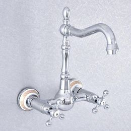 Kitchen Faucets Wash Basin Faucet Chrome Brass Dual Handle Bathroom Sink Taps Swivel Spout And Cold Water Tap 2sf767