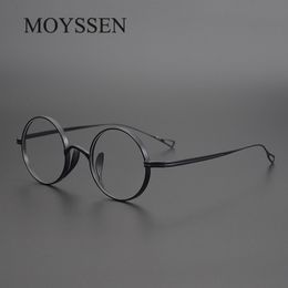 Eyeglass Frame Japan Handmade Pure Men's Retro Round Frame Glasses High Degree Optical Prescription Eyeglasses Women Myopia Eyewear 230725